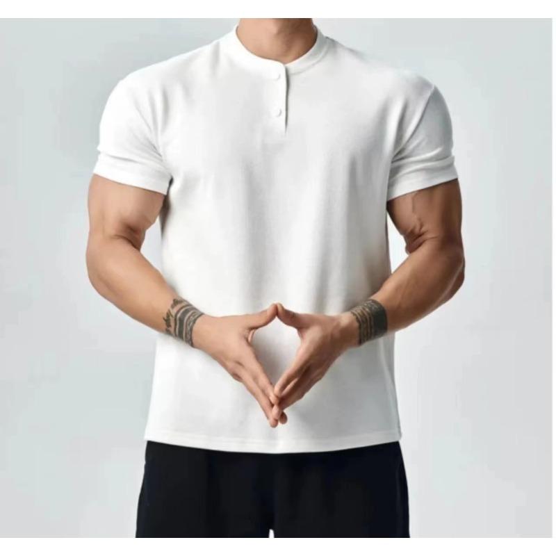 Men's Black Slim Fit Polo Shirt Casual Short Sleeve Streetwear Top