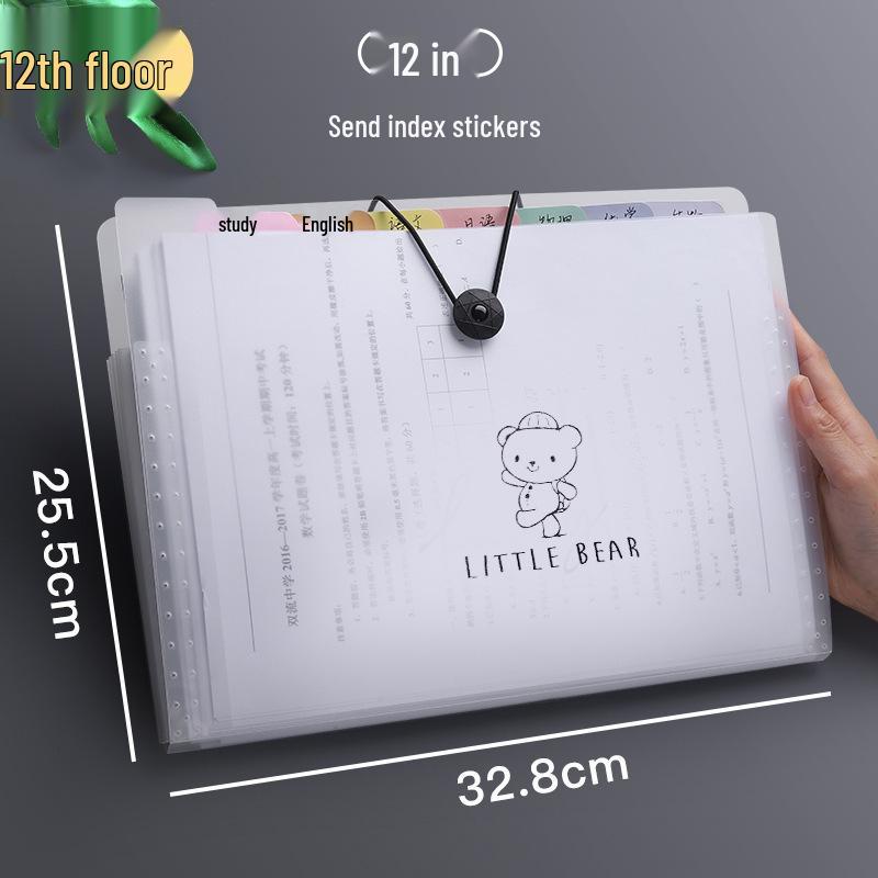 A4 Multi-Layer Accordion Folder with Transparent Insert Pages for Students