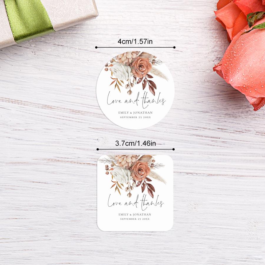 Personalized Non-Toxic Wedding Stickers Floral Diy Craft Labels For Glass Jar Decorations Waterproof Party Favor Seals