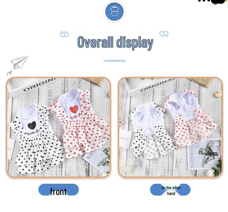Spring & Autumn Pet Heart Maid Dress Skirt - Breathable Dog Outfit for Outdoors