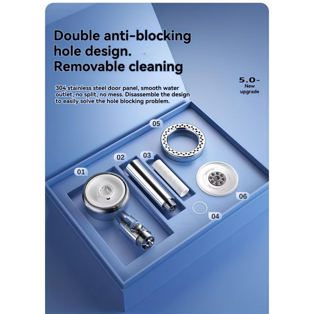 1 Pressure Handheld Showerhead with 5 Adjustable Water Flow Modes, Bathroom Shower Nozzle, Showerhead, Bathroom Accessories