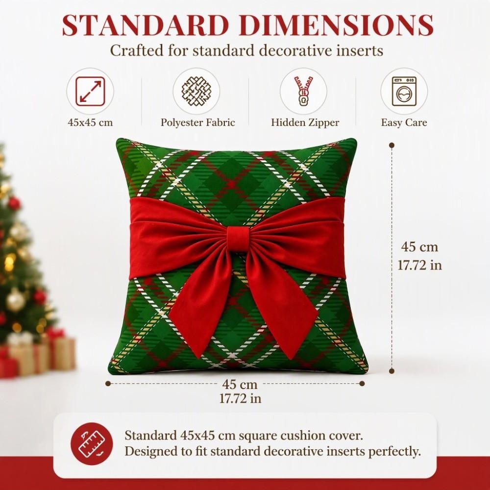 Festive Christmas Pillow Cover Plaid Sofa Pillowcase Holiday Decor Throw Pillow Cover Cozy