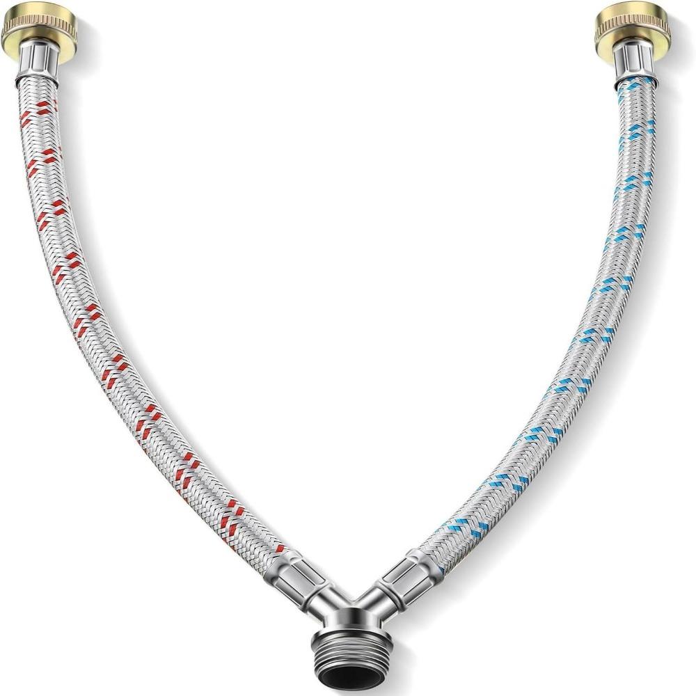 Leak-proof Washing Machine Hoses Stainless Steel Hose Splitter Hose Y Connector  Outdoor Faucets