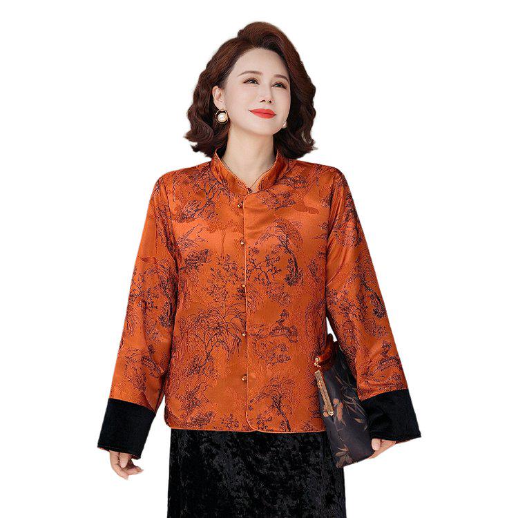 2026 Spring Retro Short Jacket for Middle-Aged Women - Chinese Style Mother's Cardigan Top for Spring and Autumn