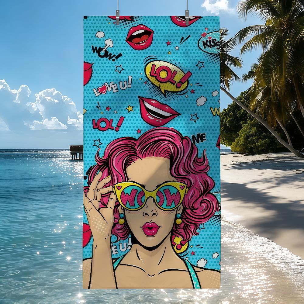 

Fashion P-POP C-Comic Portrait Towel Quick Drying Beach Towels Are Suitable For Swimming Pools Camping Yoga And The Gym W40*H60(CM)