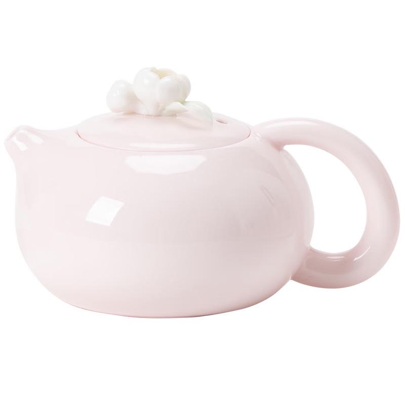 Zhi Nian Hua Peach Pink Ceramic Teapot