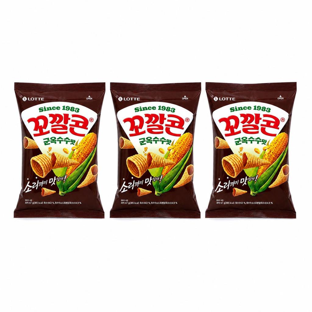 Lotte Kokal Corn Snack (Grilled‑Corn Flavor) 67g