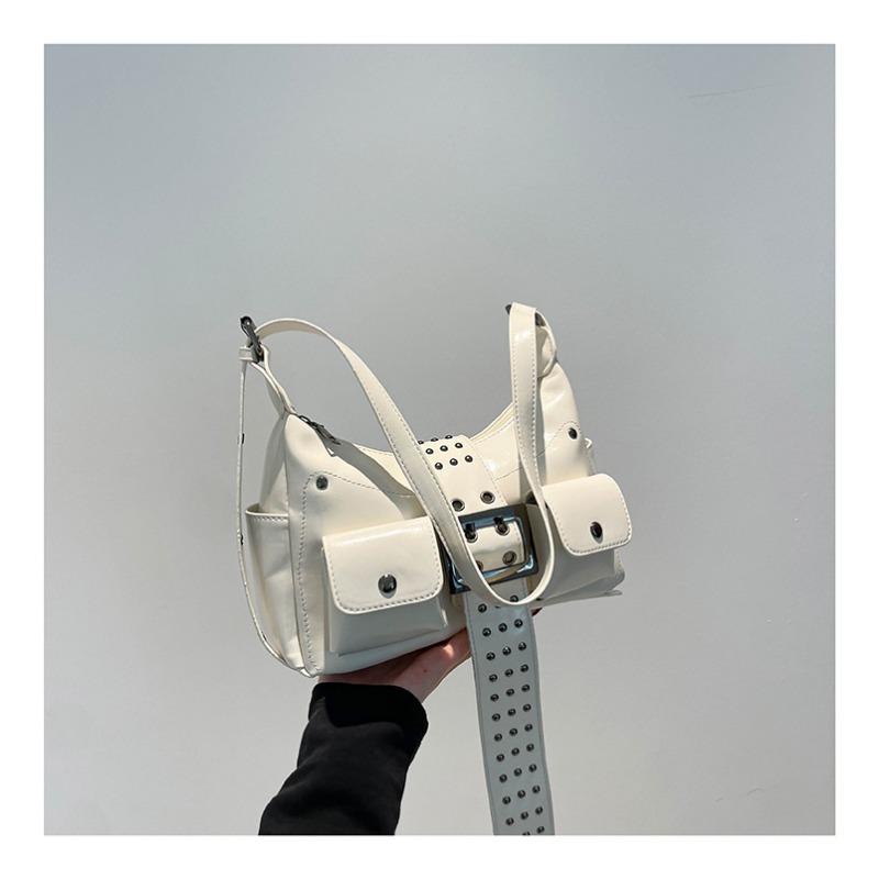 

Милая Крутая Пряная Девочка Сумка-Локомотив Панк Стиль Дизайн Пряжки Ремня с Шипами Ивы Наплечная Сумка Кроссбоди Модный Тренд Сумка Под Мышку белый