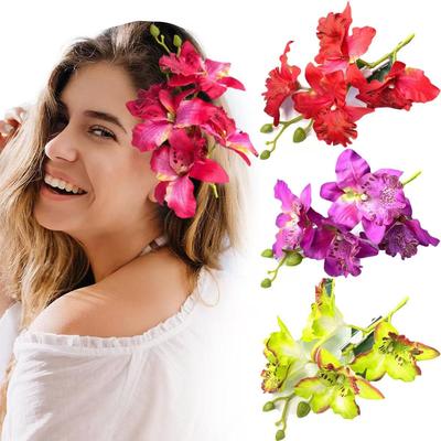 1 τεμ. Ταϊλανδέζικο Ορχιδέα Φουρκέτα Κεφαλής Λουλούδι, Κεφαλόδεσμος Λουλούδι Νεράιδας, Πλεγμένη Πλευρική Φουρκέτα για Νύφη Παρανυμπφή, Κατάλληλο για Διακοπές