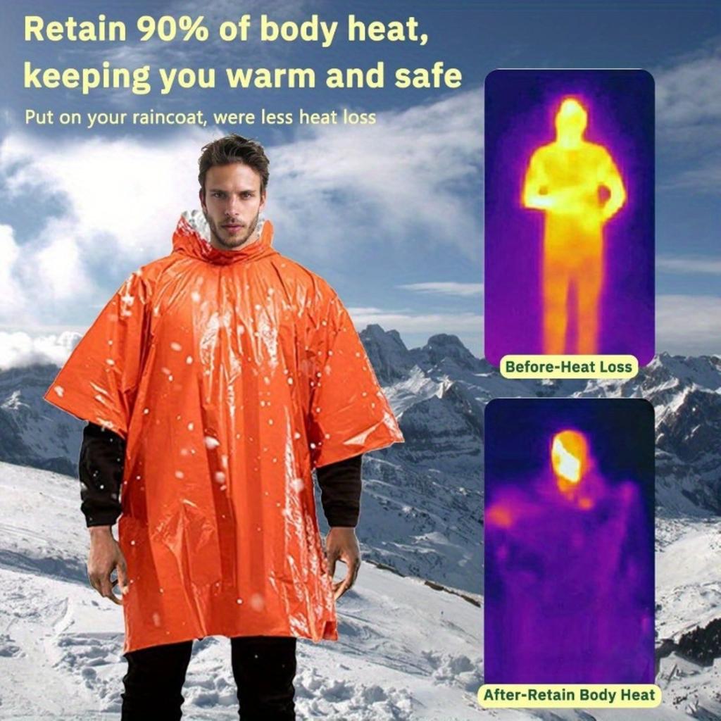 Portable Aluminum Foil Outdoor Camping Emergency Insulation Blanket Raincoat, -hypothermia And Cold-proof Life-saving Blanket