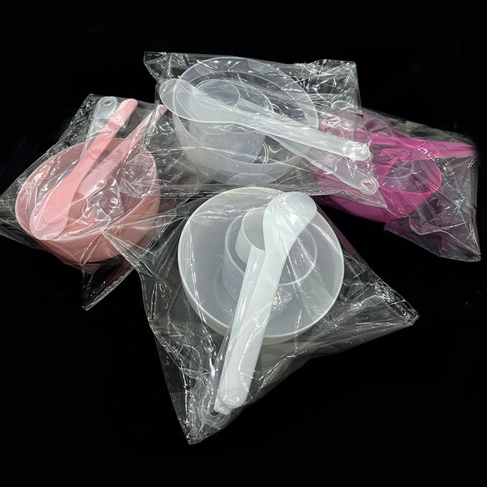 4Pcs/Set DIY Facial Mask Spatula Tool Plastic Face Mask Mixing Bowl Set Makeup Tools   Salon