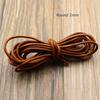 2m 1.5- 8 mm Retro Brown Genuine Cow Leather Cord for Jewelry Findings Flat Round Strap String Rope DIY Bracelet Necklace Making