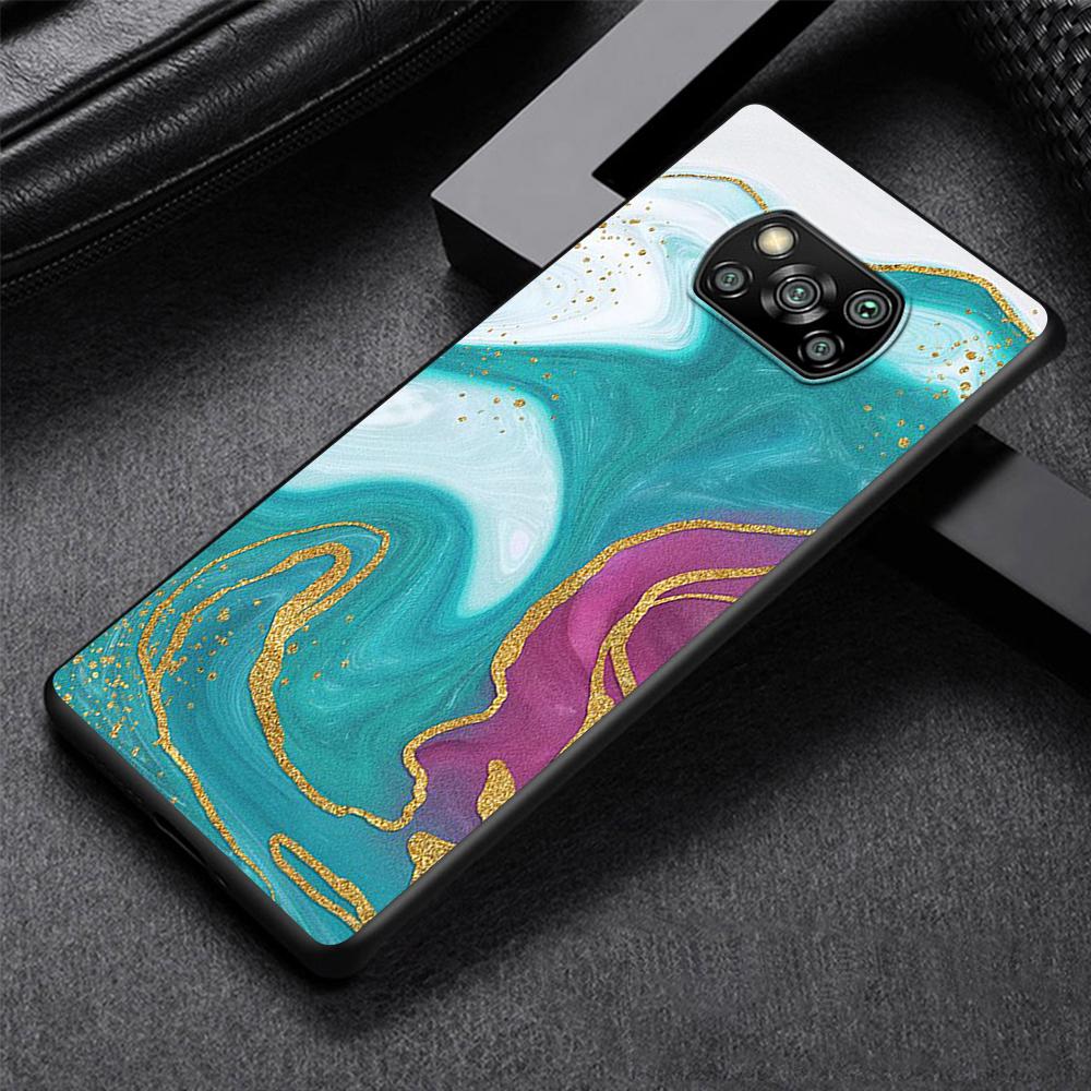 Color Luxury Marble Phone Case for Xiaomi Poco X3 NFC M3 X4 Pocophone F1 M4 Pro F3 GT Soft Silicone Black Cover Shell