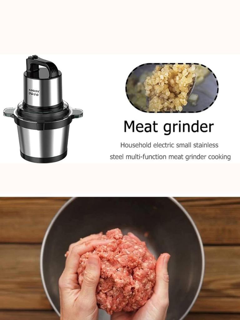 1pc Electric Kitchen Knife with Stainless Steel Bowl, 2 Speed Meat Grinder with 4 Blades for Meat and Onions.