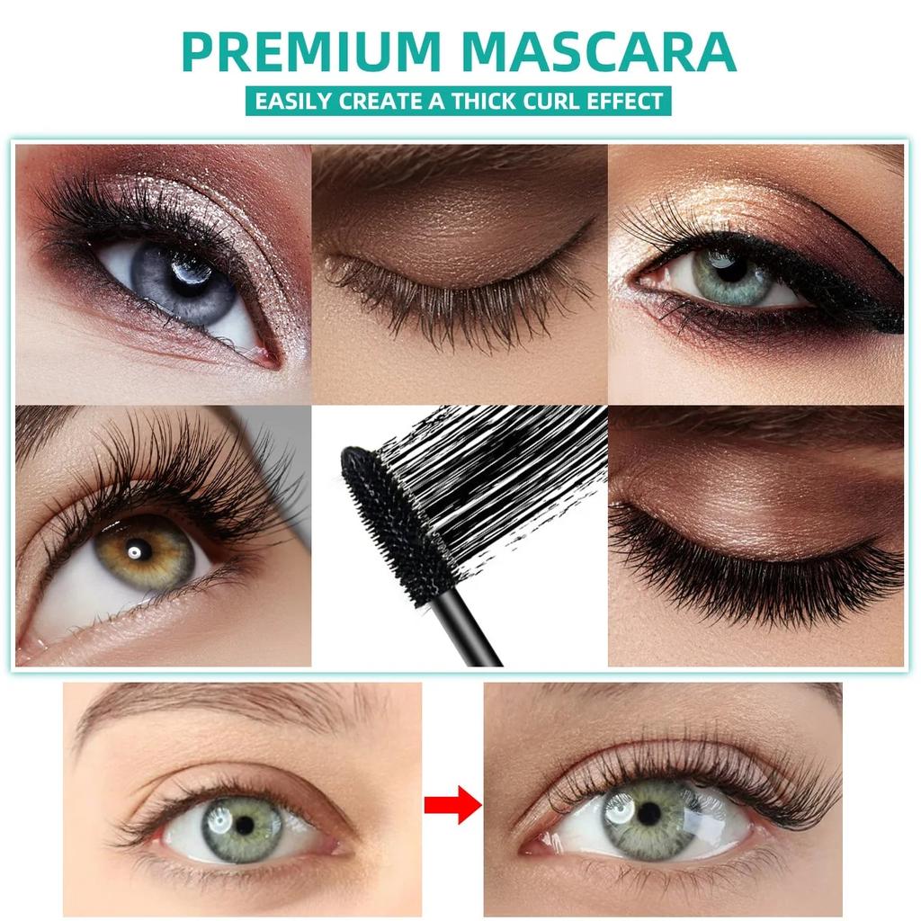Vattentät och Svettresistent Mascara med Böjande och Förtjockande Effekt för Solrosliknande Ögonfransar