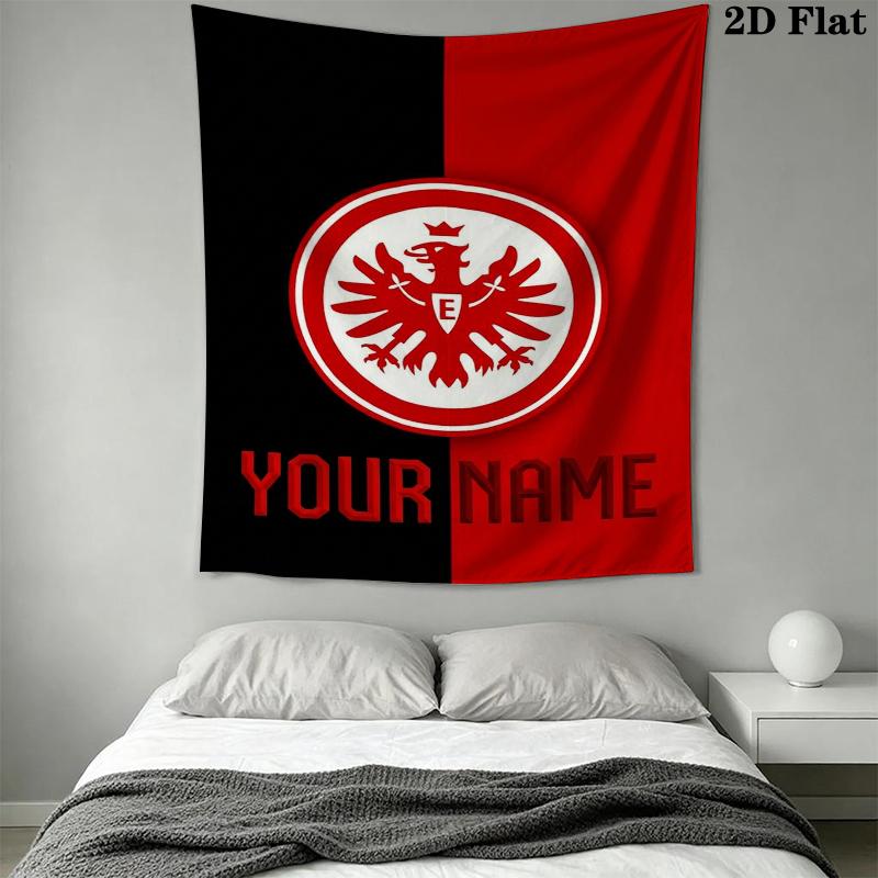 Tapisserie murale Eintracht Frankfurt avec nom personnalisé Accrochage mural esthétique Couverture en tissu imprimé Tapisseries décoratives pour chambre à coucher salon Décoration de maison