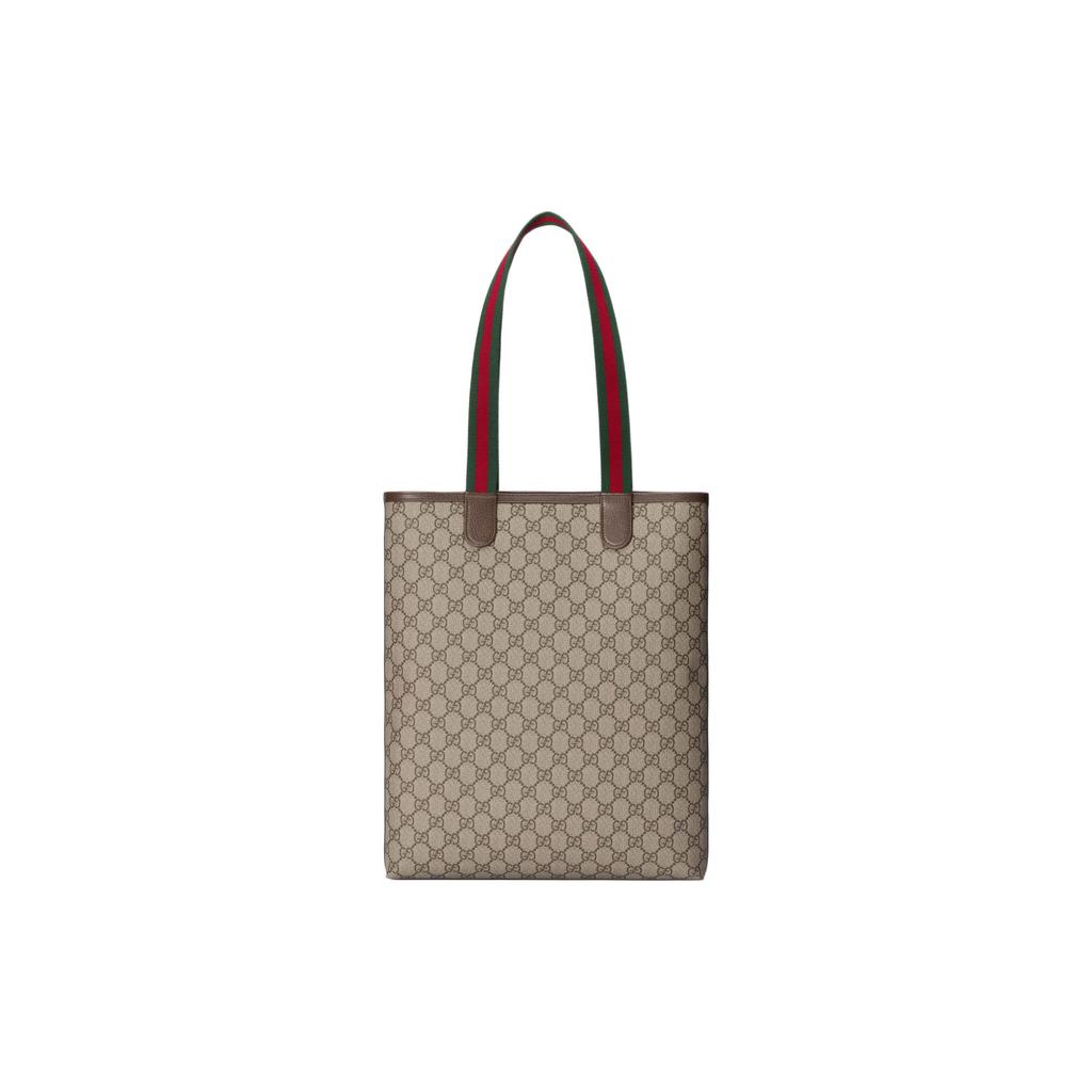 Gucci GG Supreme Canvas Tote Bag With Web Stripe & Front Pocket For Unisex Daily Use