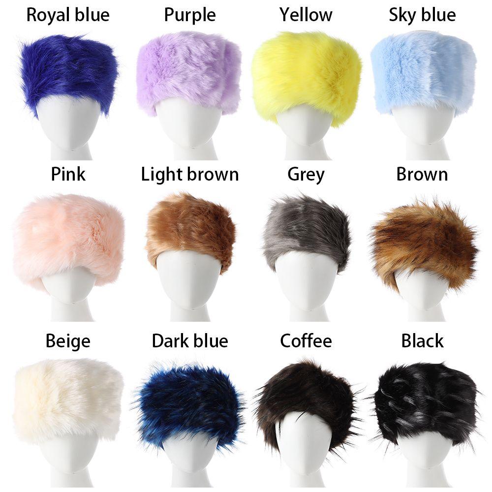 Outdoor Snow Earwarmer Girl Faux Fur Headband Fur Faux Women Winter Hats Fluffy Russian Caps