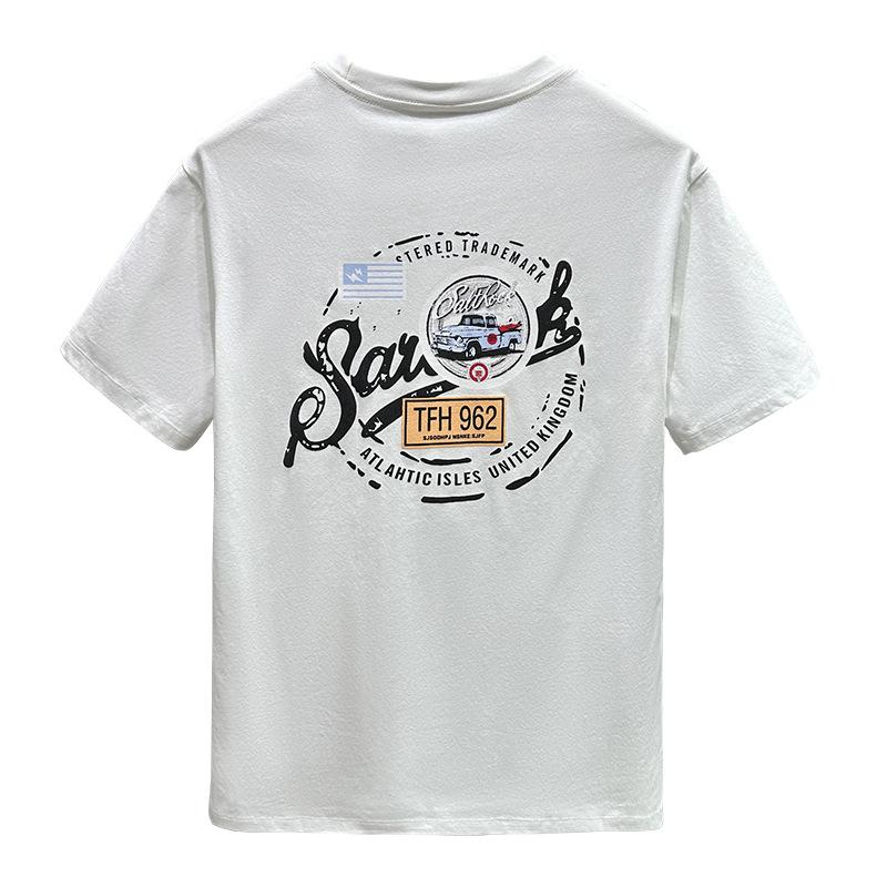 Heavy Mens T-shirt Summer Thin Versatile American Short-sleeved T-shirt Everyday Round Neck Top