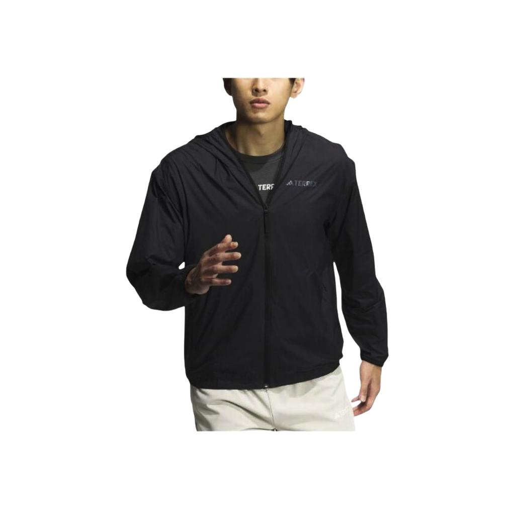 Adidas Wind-Ready Solid Water-Resistant Breathable Windbreaker With Hood Men Outerwear Black IW3911