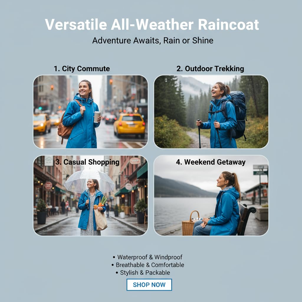 Arashiyama Lightweight Hiking Mountain Rainy Typhoon Protection Women's Waterproof, Breathable, Rainwear, Windproof, Cold-Resistant, Jacket,