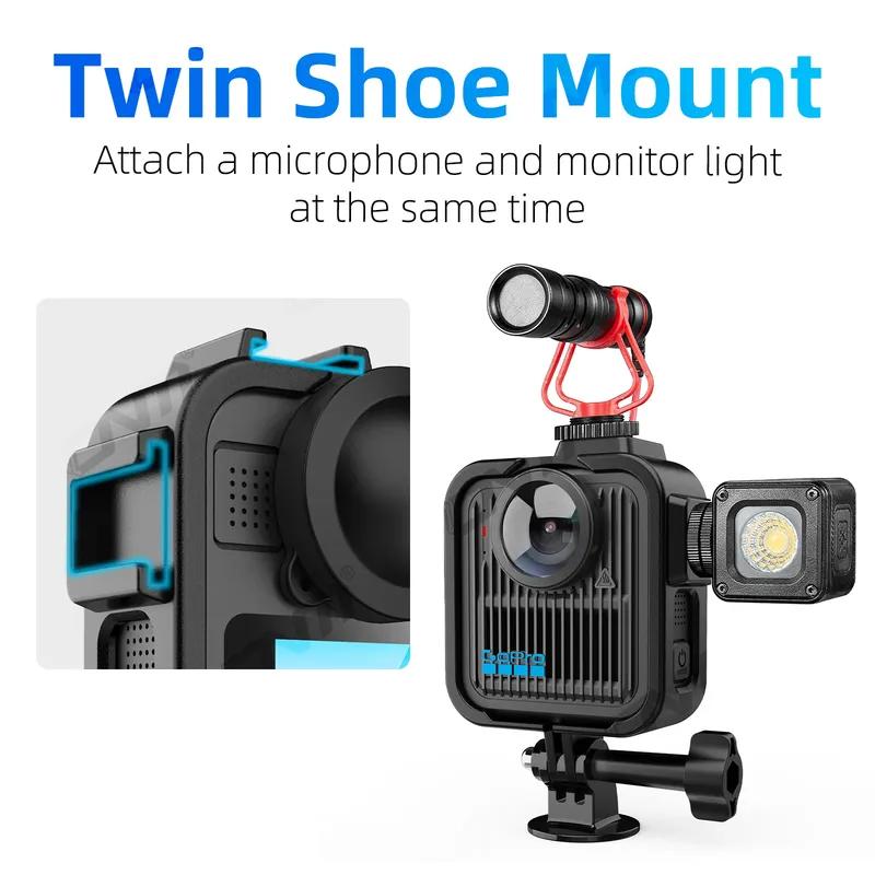 Frame Cage for GoPro MAX 2, PC Metal Protective Frame Housing Case with Silicone Lens Cover for GoPro MAX2 Camera Accessories