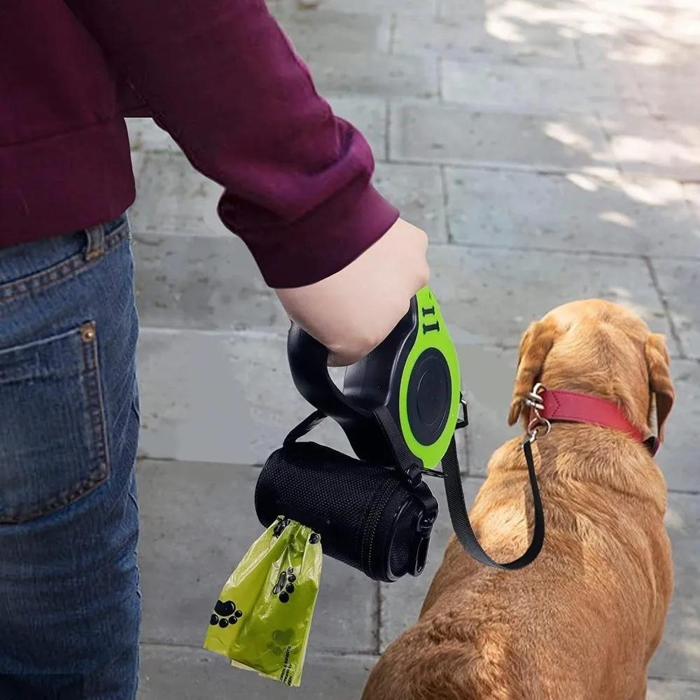 Portable Dog Walking Pet Dog Poop Bag Dispenser Waterproof with Carabiner Clip Dog Poop Bag Holder Zipper Storage Bag Pet