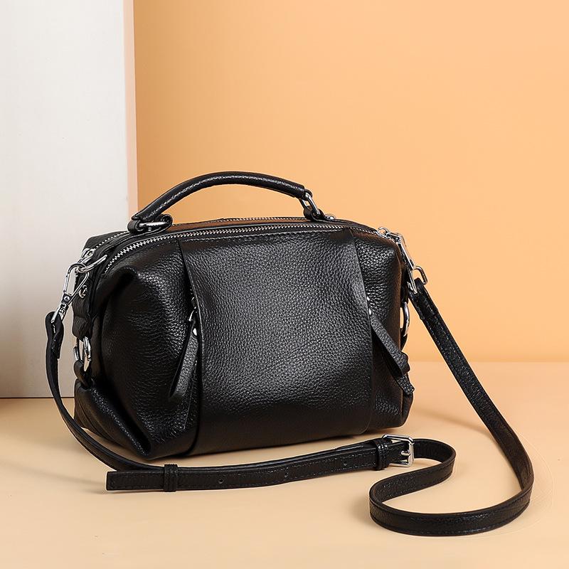 Zency ekte skinnveske for kvinner Enkel høykvalitets tøyveske Liten vintage Boston håndveske Skuldervesker for kvinner 2022 Crossbody