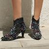 Fashion New Silver Sequin 8cm High-heeled Short Boots European American Autumn Winter Fashionable Elegant Women Ankle Boots Size 34-47