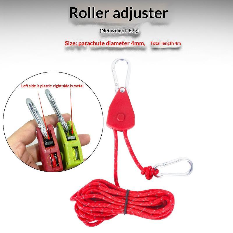 4/6M Adjustable Camping Tent Awning Wind Rope With Fastener Buckle Pulley Tensioner Ratchet Hangers For Lights