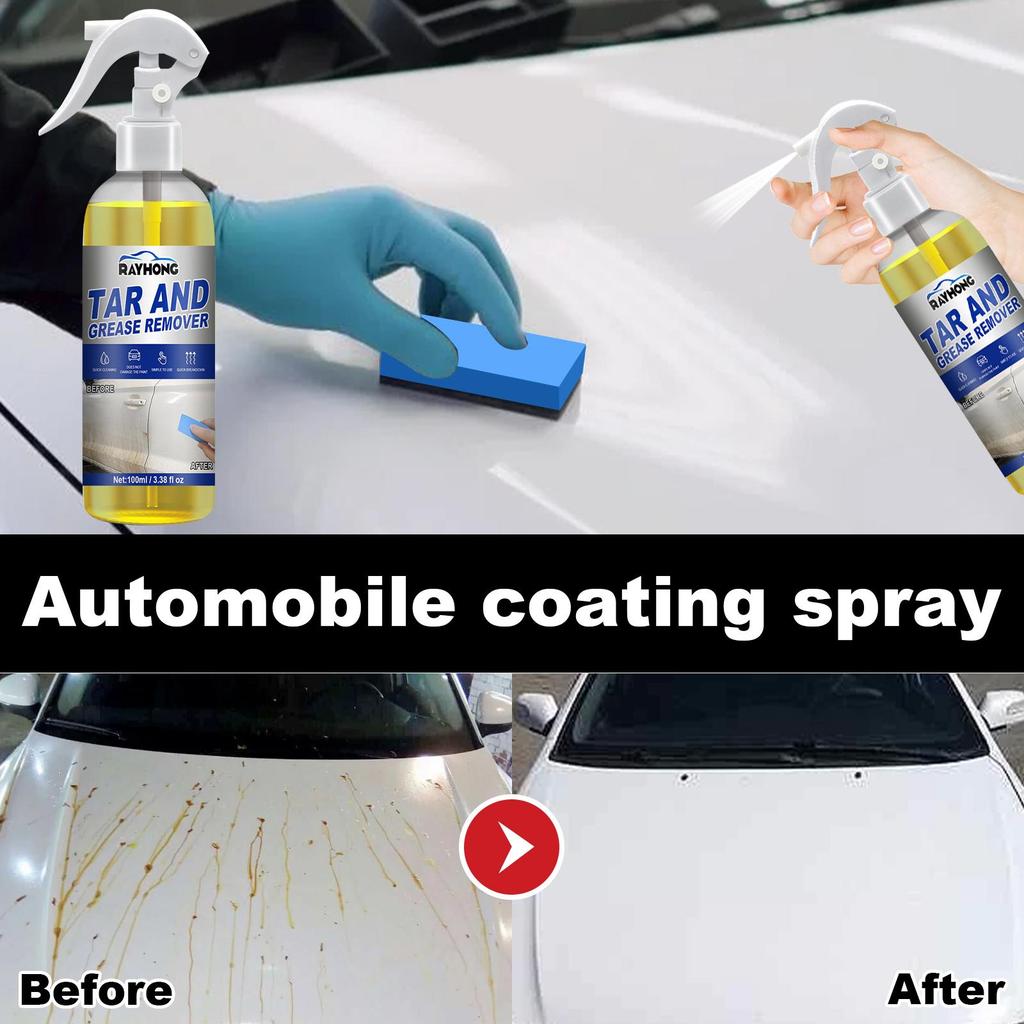 Rayhong car degreasing cleaner, body oil, asphalt tar remover, outdoor tree sap, insect stains, body dirt cleaning and maintenance solution 100ml