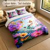 Butterfly Theme Personalized 3Pcs Bedding Set Custom Text & Name 1 Sheet 2 Pillowcases Household Bedding 1pc