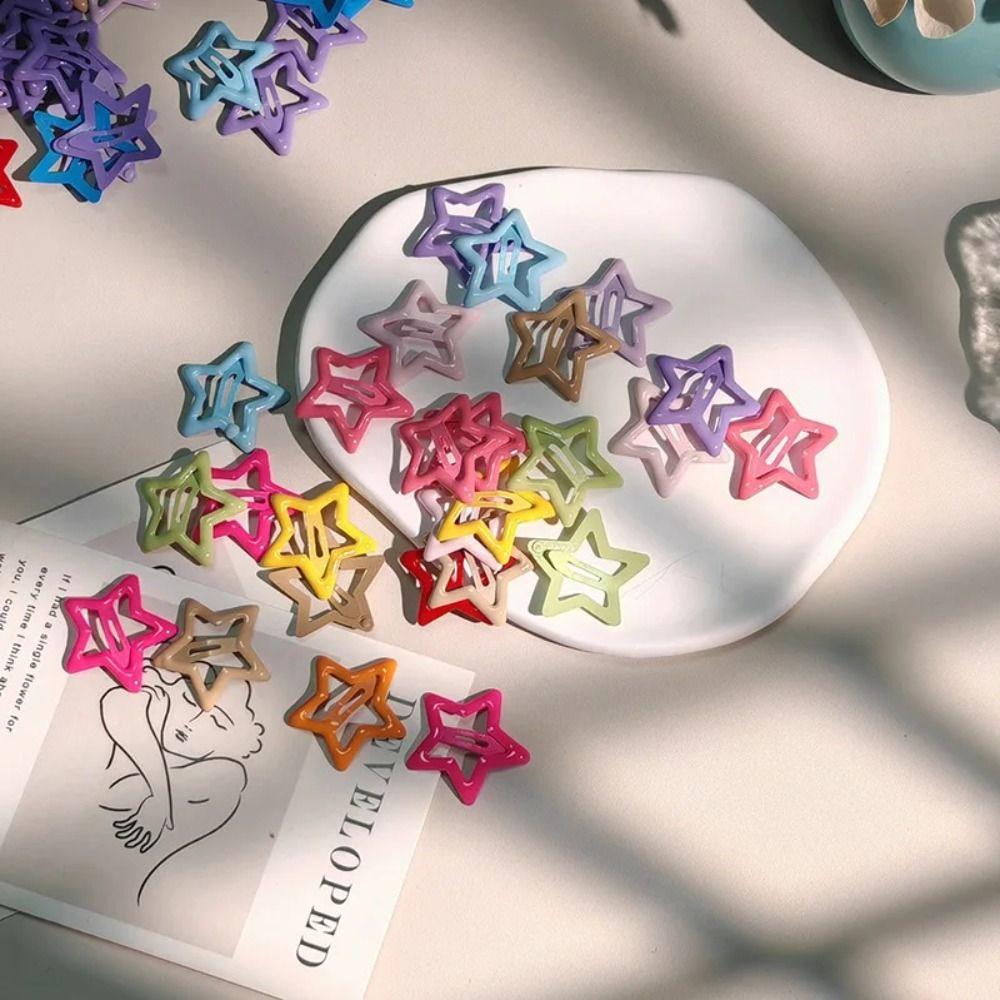 20PCS Dopamine Star Barrettes Headwear Metal Snap Clip Star BB Hair Clips  Kids Hair Accessories