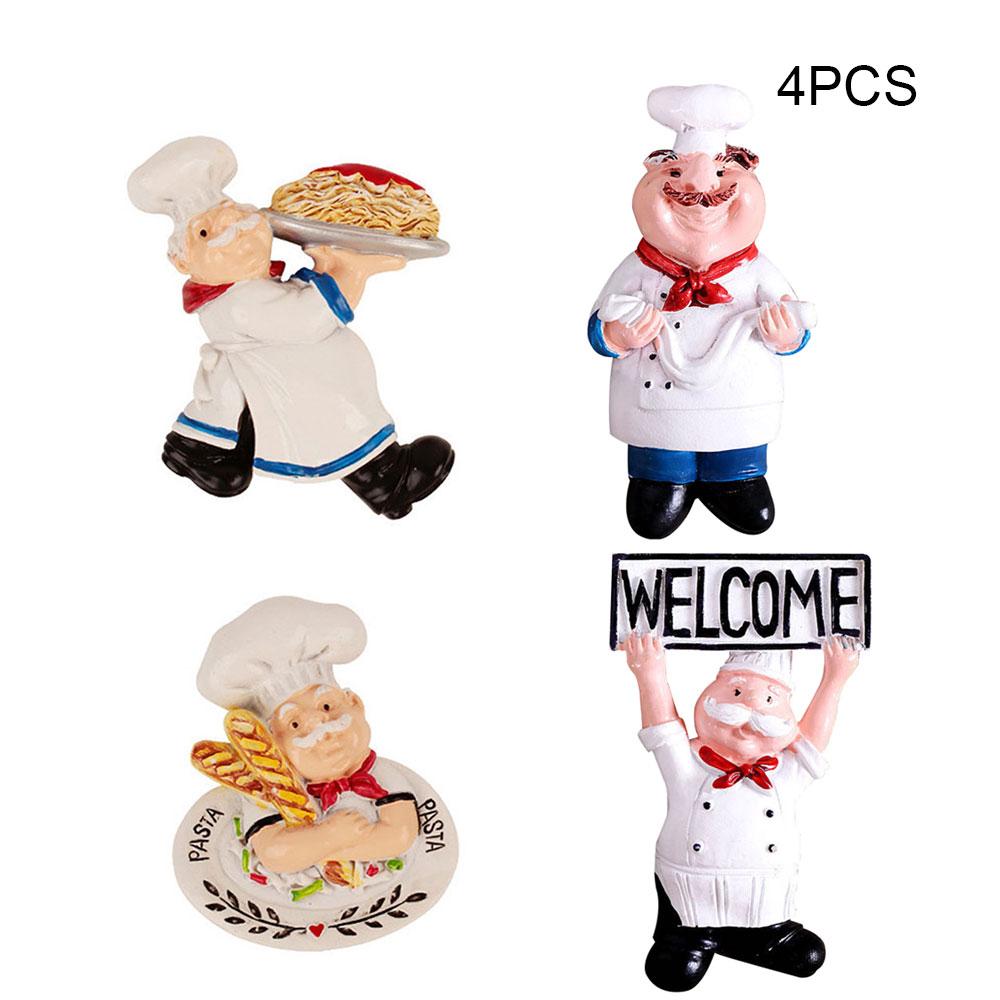 4PCS Cartoon Creative 3D Bread Chef Message Home Decor Fridge Magnet Refrigerator Decoration Gift For Kitchen Sticker Poster