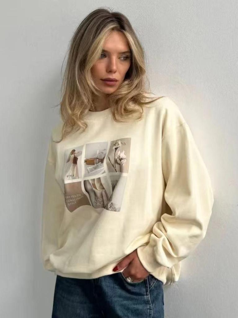 Women's 2025 Autumn/Winter Casual Chic Round Neck Sweatshirt