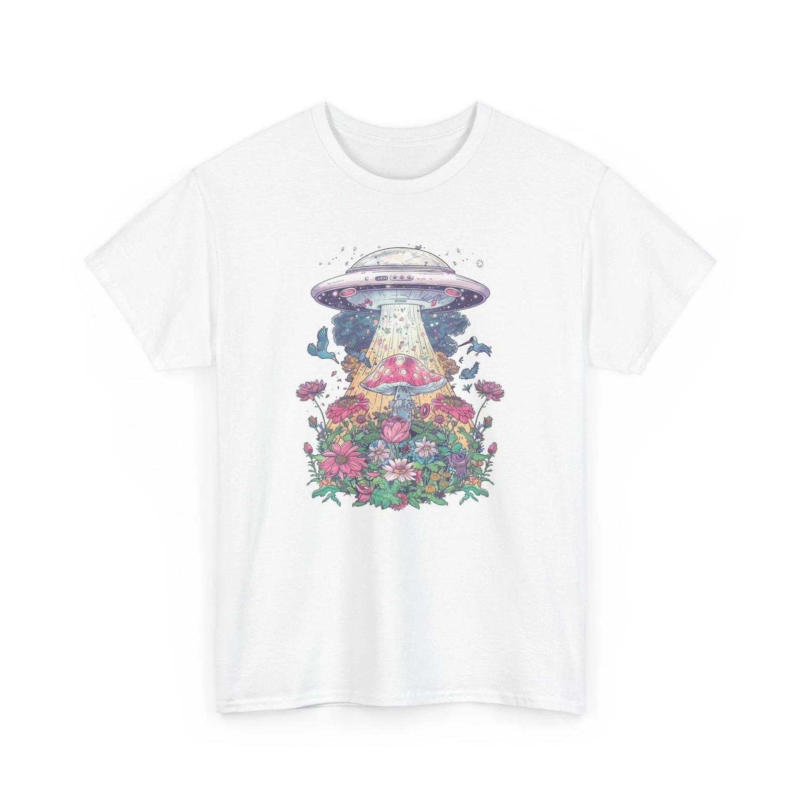 Floral UFO Alien Shirt | UFO & Alien Graphic Tee | Sci-Fi Inspired T-Shirt XL