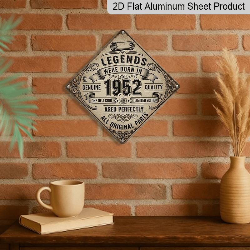 2D Flat 1pc, Aluminium Decorative Plaque and Ornament, Legend Born in 1952, Retro Home Decor, Vintage Wall Art, Industrial Style Sign, Birthday Gift