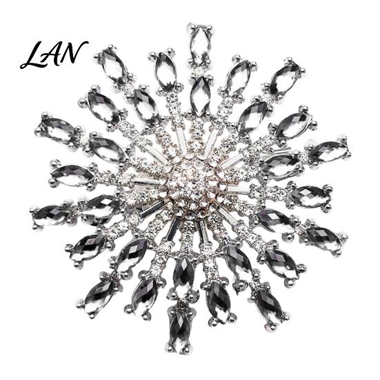 Rhinestone Jewelry Radial Flower Brooch Pin, Decorative Zinc Alloy Lapel Sweater Elegant Cardigan Coat Suits Clothing Accessories, Gift for