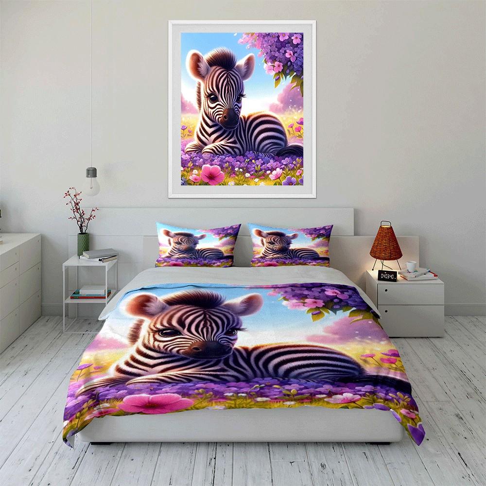 Zebra-Themed Trio for Nursery Decor Exquisite Three-piece Bedding Set Gift for Kids and Adults