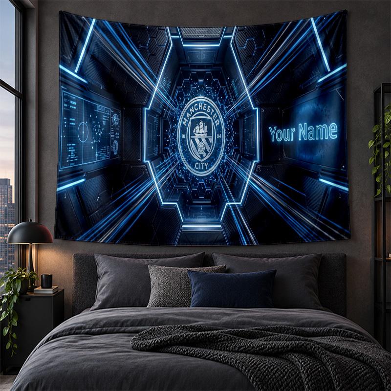 Personalized Tapestry Wall Hanging Manchester City Pattern Art Background Cloth