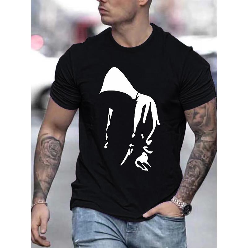 

European Size Short-Sleeved T-Shirt with Summer Patterns for Men 4XL чорний