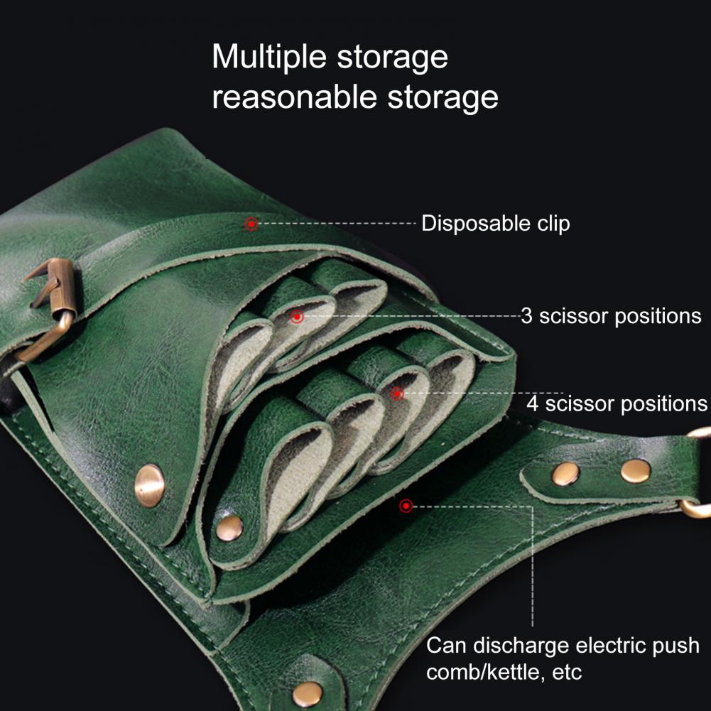 Hair Scissor Bag 7 Slots Faux Leather Hair Scissor Bag Clips Bag Hairdressing Barber Scissor Holster Pouch Holder Case With Belt