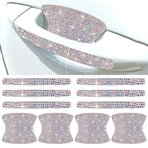 

10pcs Rhinestone Car Door Handle Protector,BetterJonny Diamond Car Door Handle Sticker Universal Reflective Car Door Protector Film Door Bowl Pro