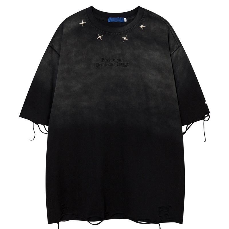 Męski T-shirt Qilin w stylu vintage, prany, o luźnym kroju