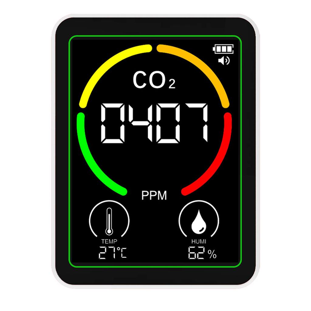 Air Quality Meter 3 in 1 CO2 Temperature Humidity Detect Tester Indoor Portable for Home School