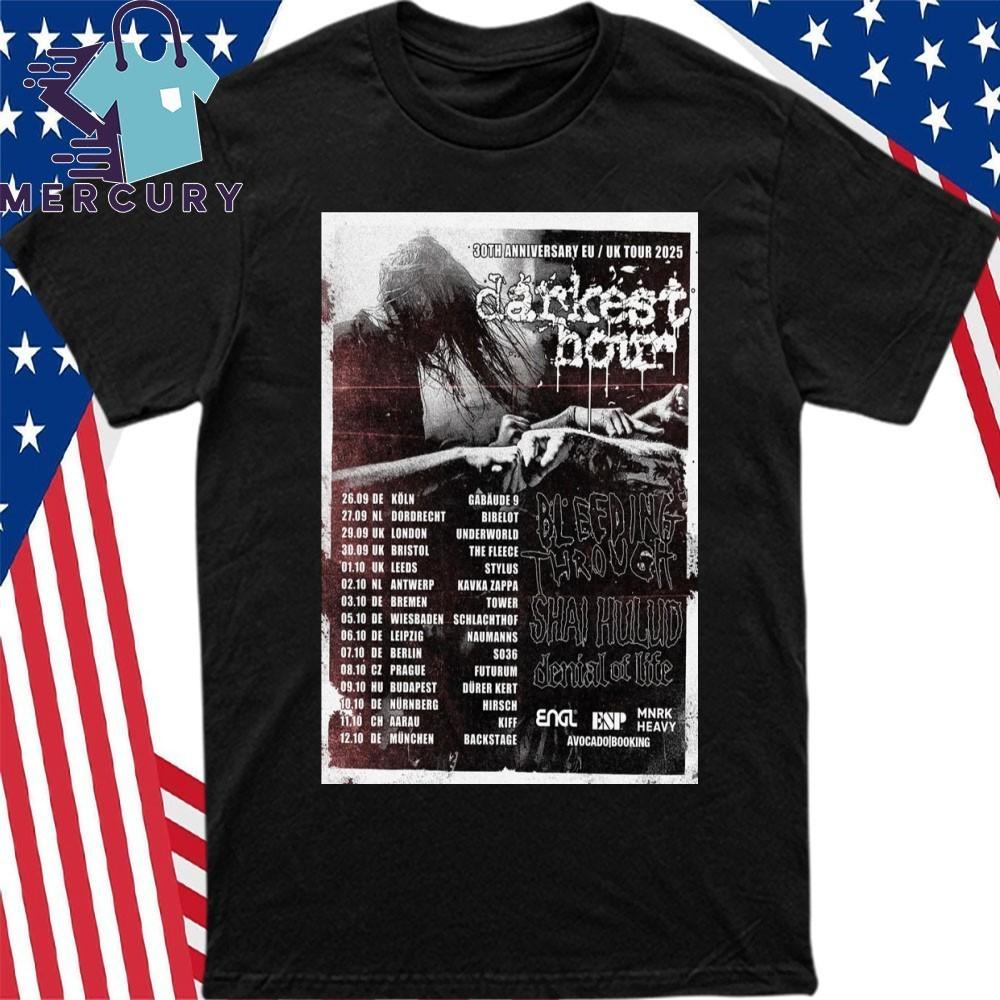 Darkest Hour 30th Anniversary EU UK Tour 2025 Poster Shirt Unisex T-Shirt XL
