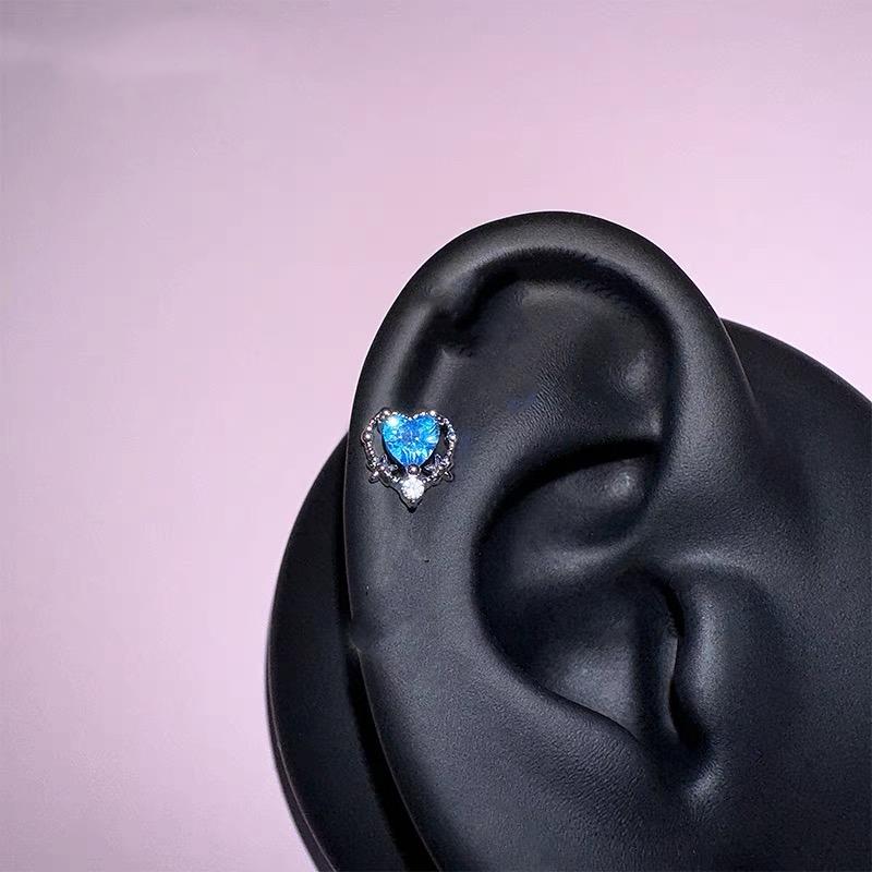 1 Pcs Pink Love Heart Wings Star Pendant Ear Bone Nail 316L Stainless Steel Piercing Earring Punk Jewelry Women Accessories