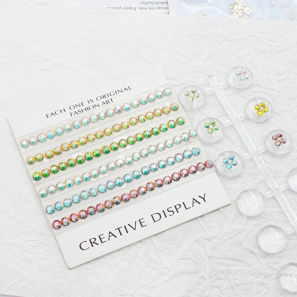 1440 Nail Art Flat Bottom Diamond Sparkle Coated Small Round Diamond Ab Symphony Gold Bottom Nail Decorative Diamond Accessories