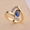 Creative Fashion Blue Stone Wedding Ring for Women Exquisite Gold Color Inlaid White Zircon Stones Engagement Ring Jewelry