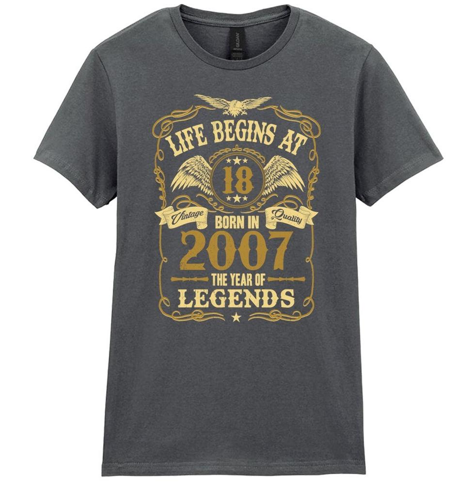 Life Begins At 18 Womens 18th Birthday T-Shirt Mens Womens Tees Top BORN 2007 Ladies Gift Sister Her